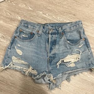 Levi’s 501 high rise denim shorts